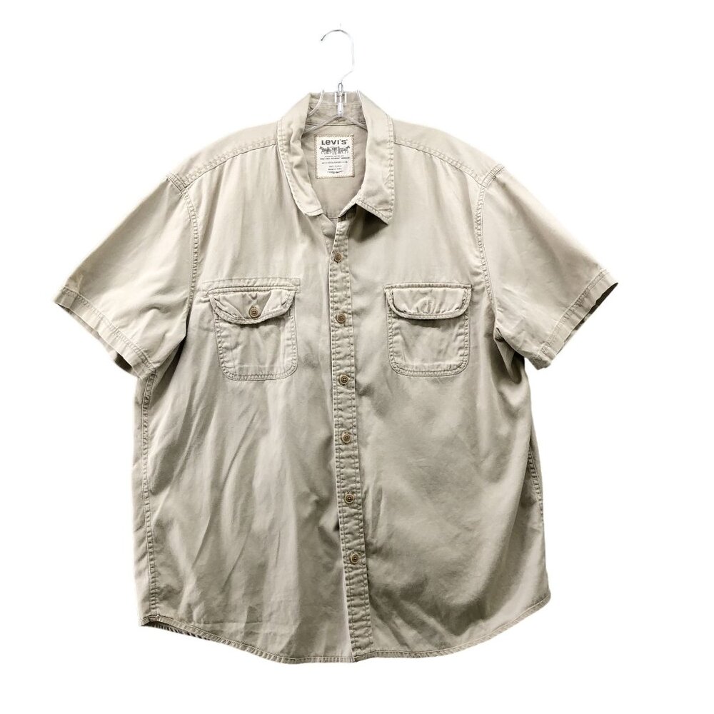 Levi's Utility Shirt Mens XXL Short Sleeve Beige Khaki Cotton Button Down